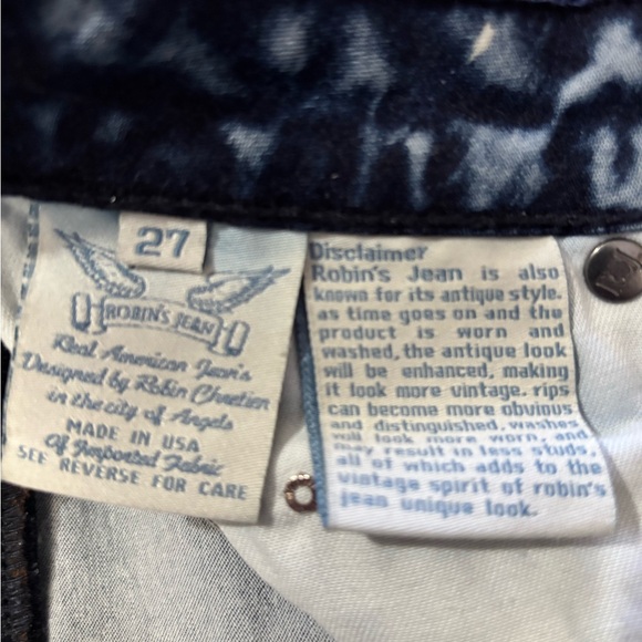 RARE * ROBIN’S JEANS MOTORCYCLE MOTO ACID WASH STUDDED JEANS * Cut 606966 * Y2K - Picture 12 of 16